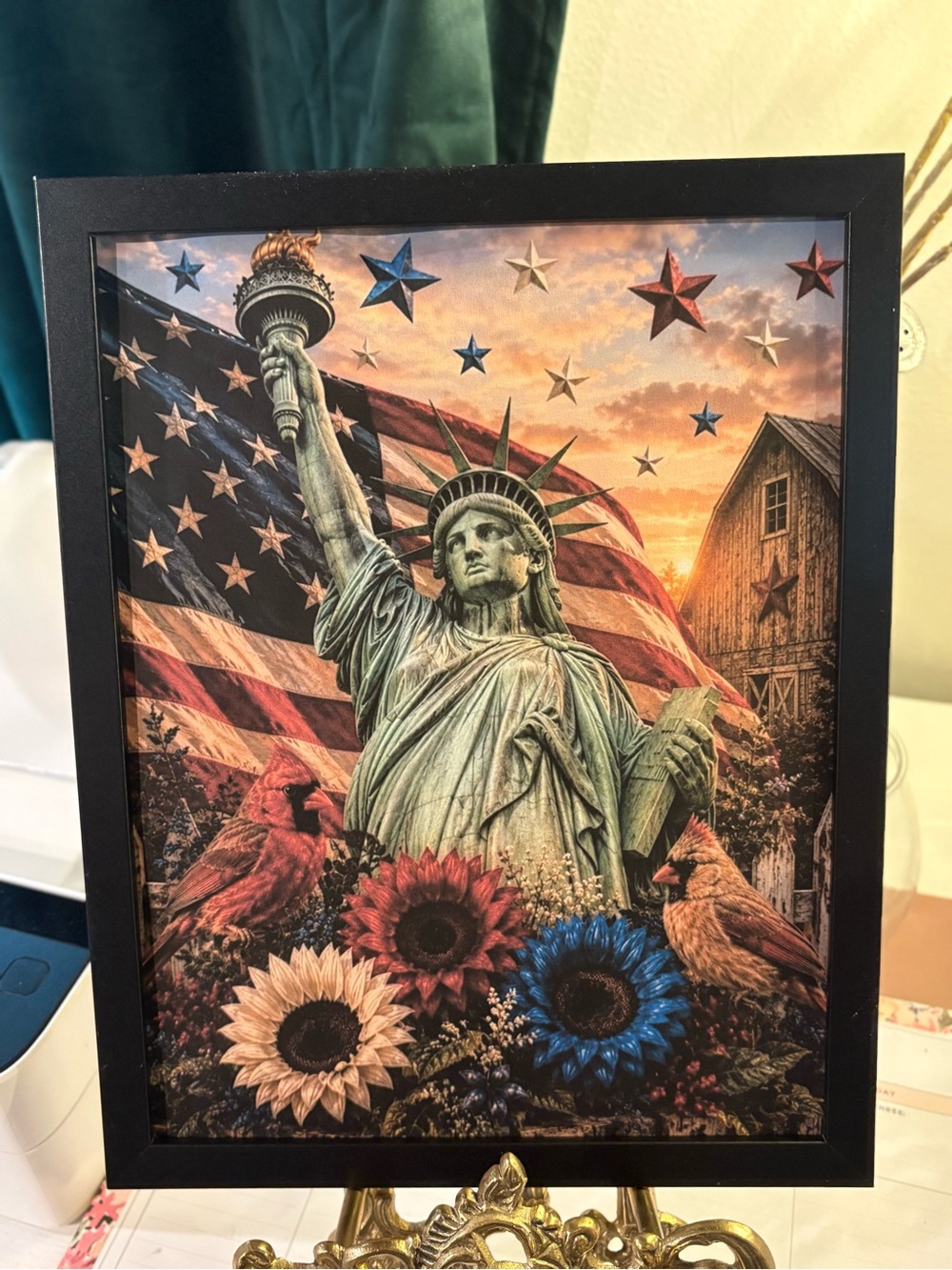 Patriotic Statue of Liberty Framed 8x10 Wall Art